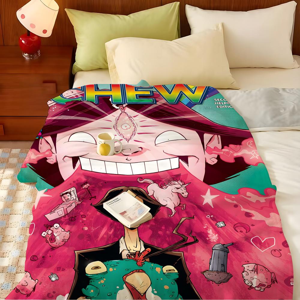 Comic C-Chew Throw Flannel Throw Blanket, Lightweight Cozy, Durable Washable Cute Cool