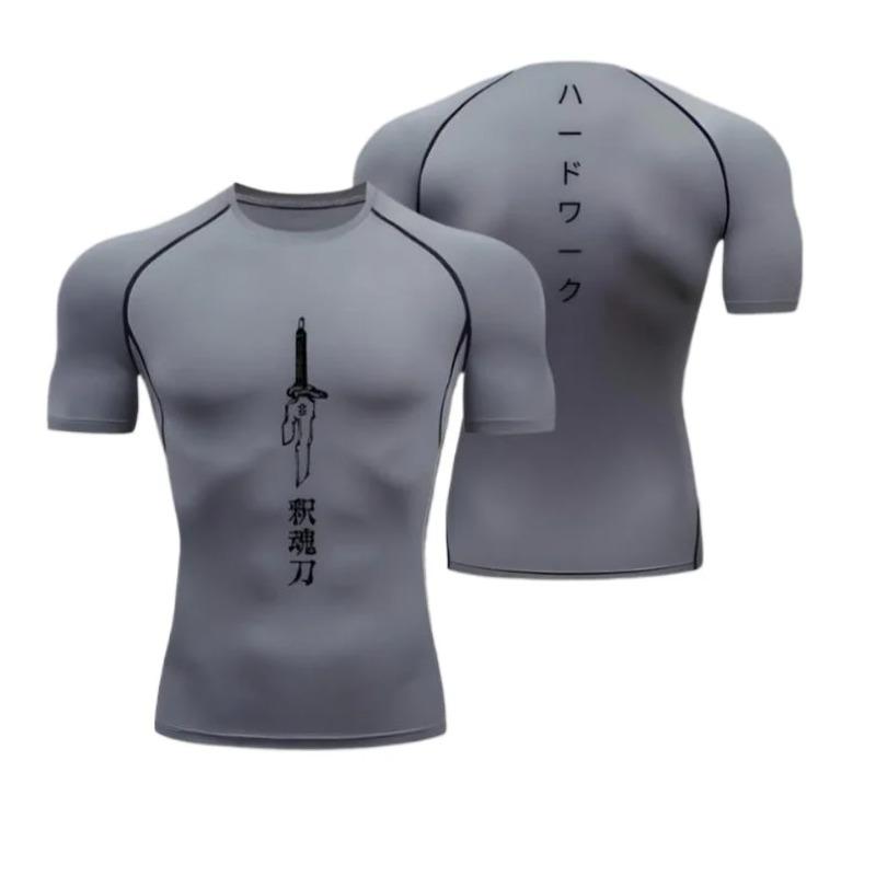 Men's Compression Shirt Sportswear Fashion Summer Running Fitness Gym Comfortable High Elasticity Gym Clothing Sweat Absorbing Tight Fit