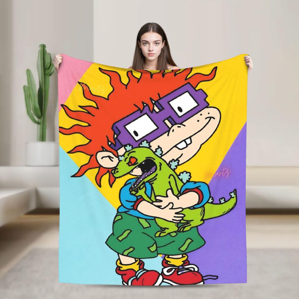 Soft Blanket Camping Rugrats Chuckie Finster  Throw Blanket  Flannel Bedspread For Bedroom Street Trend Sofa Bed Cover