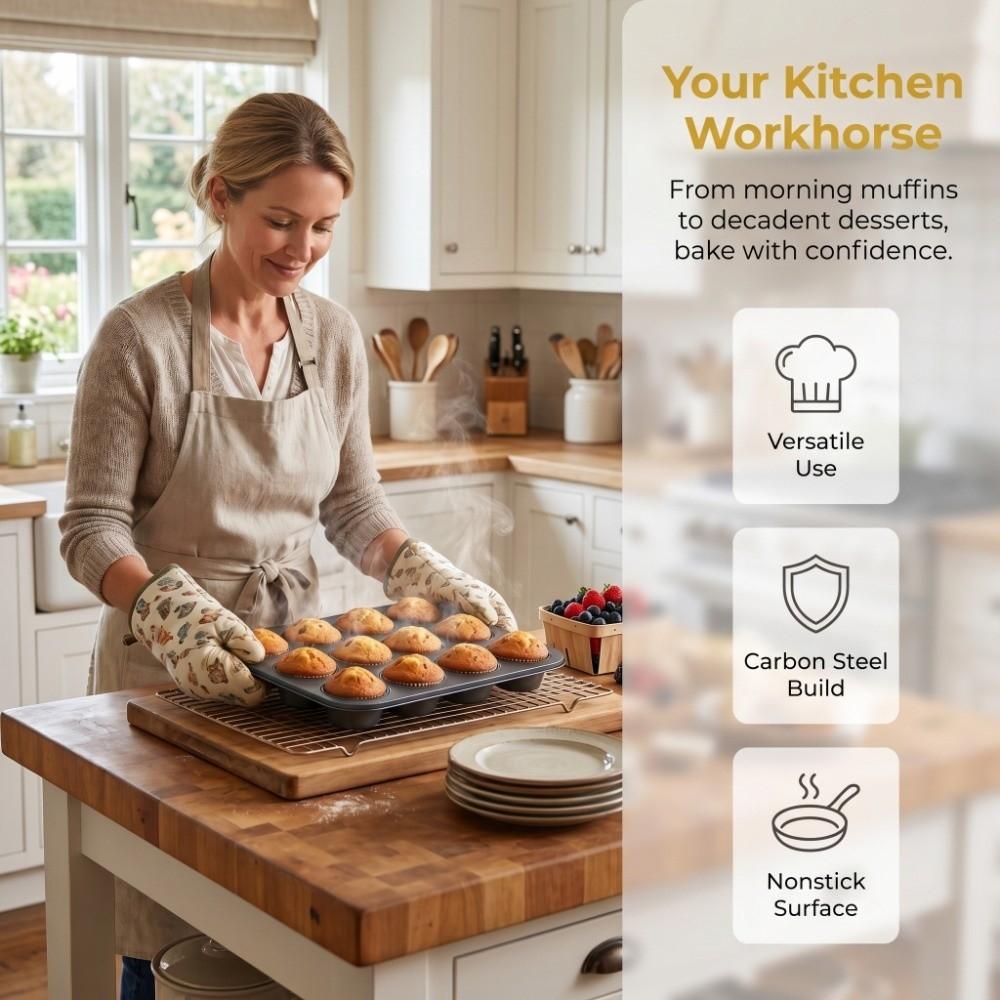 Carbon Steel Cupcake Tin Nonstick Coating Bakeware Tray Mini Bakeware Muffin Mold Pudding Baking