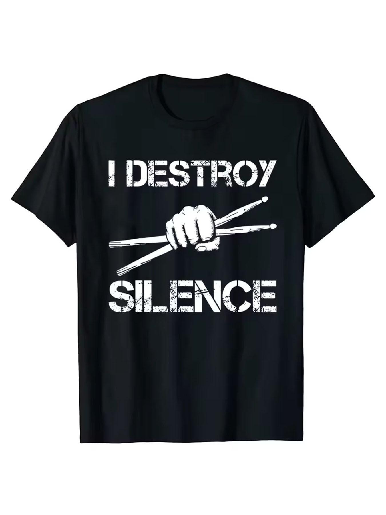 

Drummer Retro Vintage Evolution Of Unisex Drumsticks Drumset Drum Set T Shirt Harajuku Cotton I Destroy Silence Drumming T-shirts 4XL