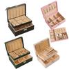 Classic Leather Jewelry Box With Multiple Layers For Elegant Storage Of Earrings Rings And Necklaces