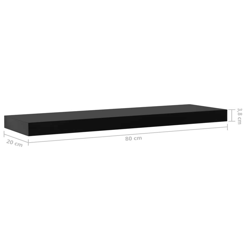 Floating Shelves 2 pcs Black 80 x 20 x 3.8 cm
