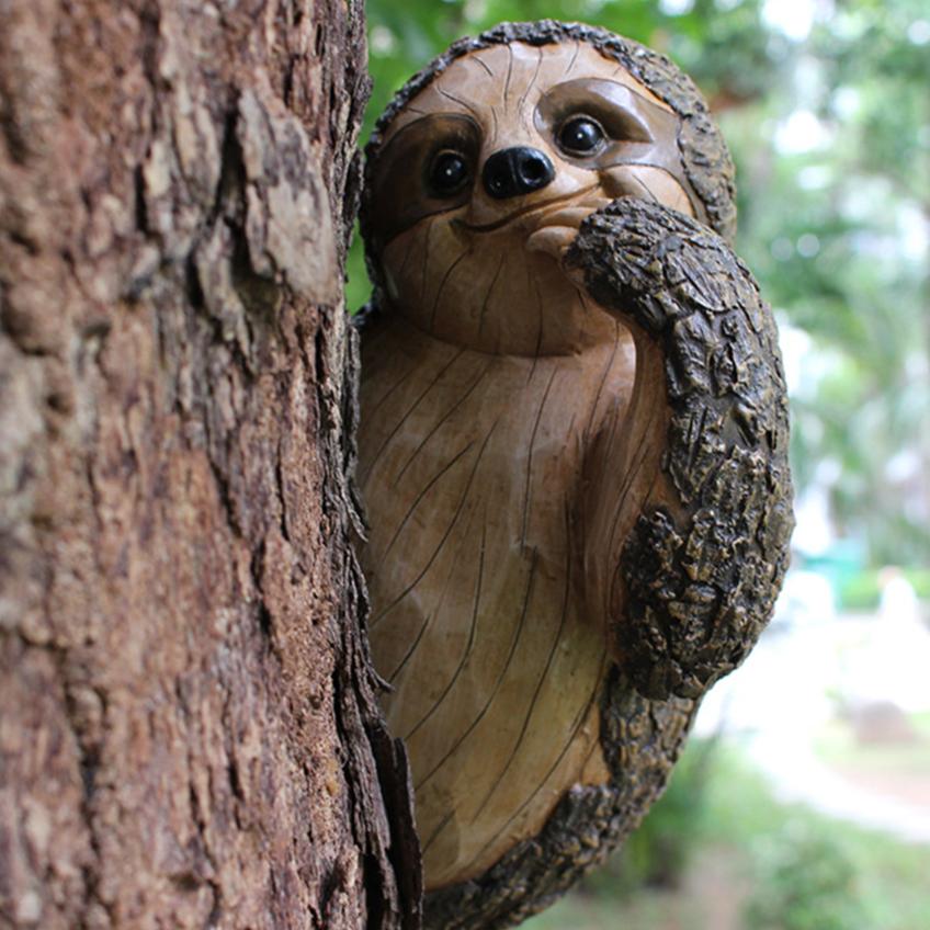 Realistische Faultier-Statue Garten Harz Faultier Kletternd Hängend Baumumarmend & Gucker Tierstatue Heim Landschaftsgestaltung Dekoration Ornament