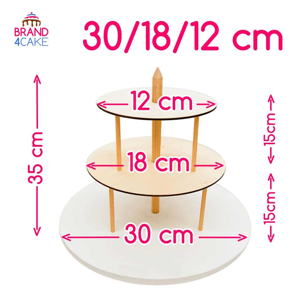 3-stufige Tortenplatte 30/18/12 cm Marke4cake