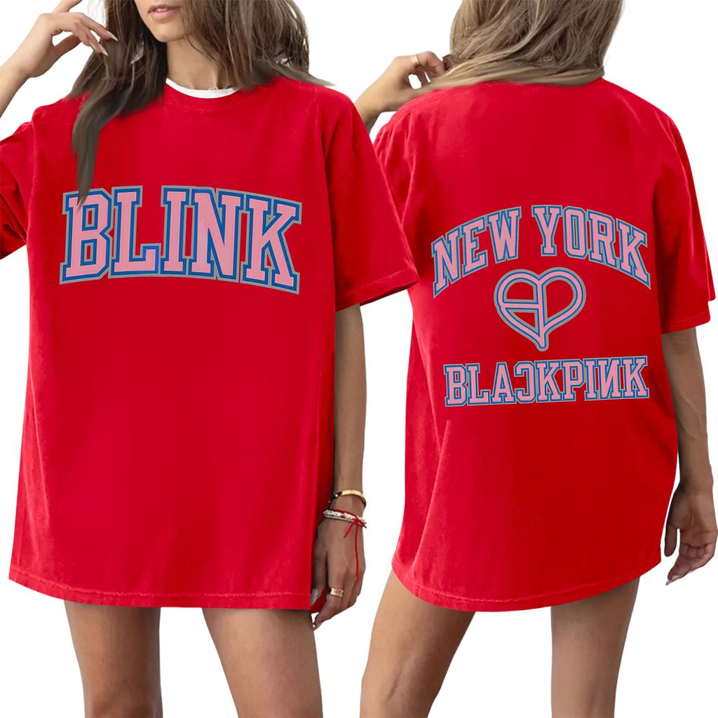 Damski T-shirt z krótkim rękawem i nadrukiem z okrągłym dekoltem