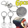 2/6Pcs Trolley Tokens Keychains Universal Small Metal Stainless Steel Portable Shopping Cart Tokens Key Ring Ornament Decoration