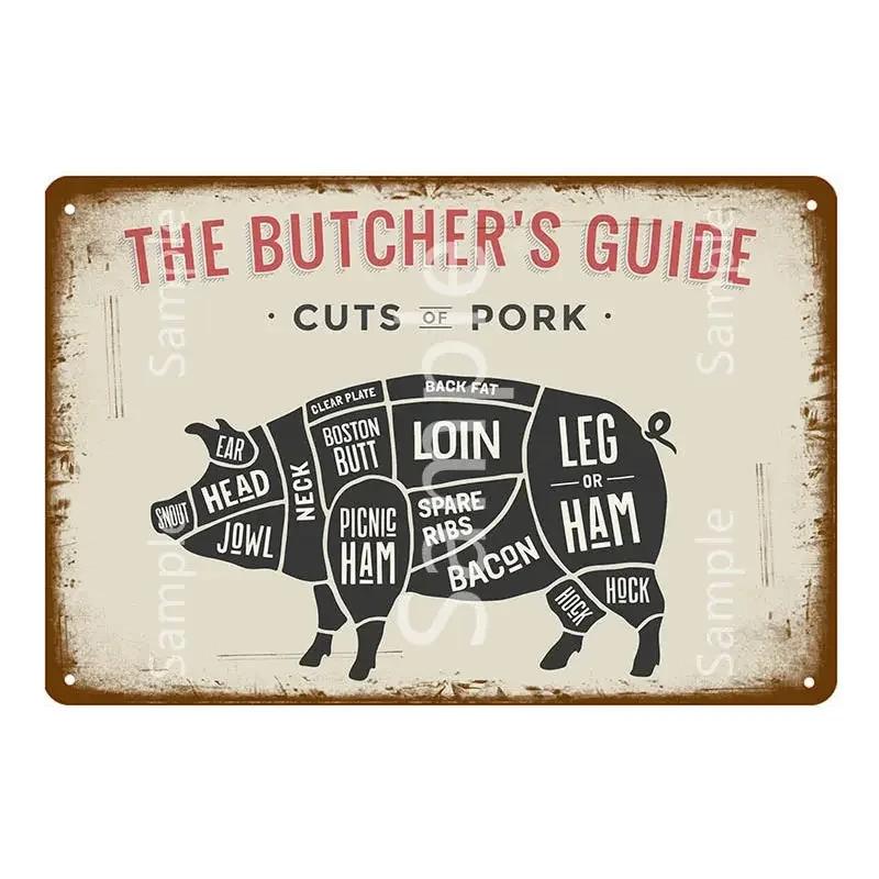 

Свіжа Свинина Схема Розрубу Металеві Знаки Колекція М яса Бляшані Знаки Ретро Живопис Настінна Табличка Кухня Ресторан Домашній Декор Мурал 20x30cm（7.8x11.8inch）