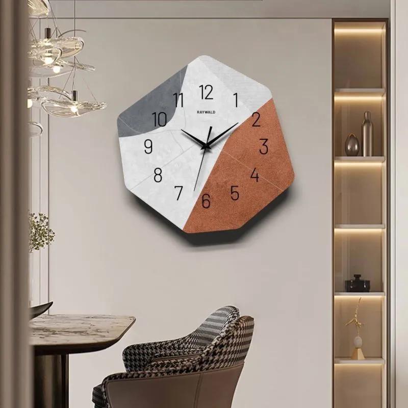 

Home Decor Nordic simple living room wall clock home wall hanging clock TV background wall bedroom mute clock without punching (GRAY,30x30cm) сірий колір