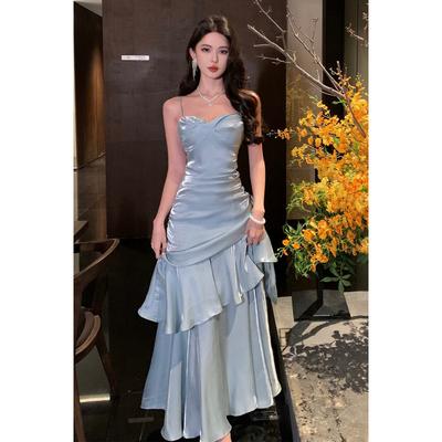 Meerjungfrau Ji Rüsche High-End Trägerkleid Lila Bar Mitzwa Bankettkleid
