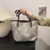 Elegant Black Grey And Blue Pu Tote Bag For Women Perfect For Daily Work Commute