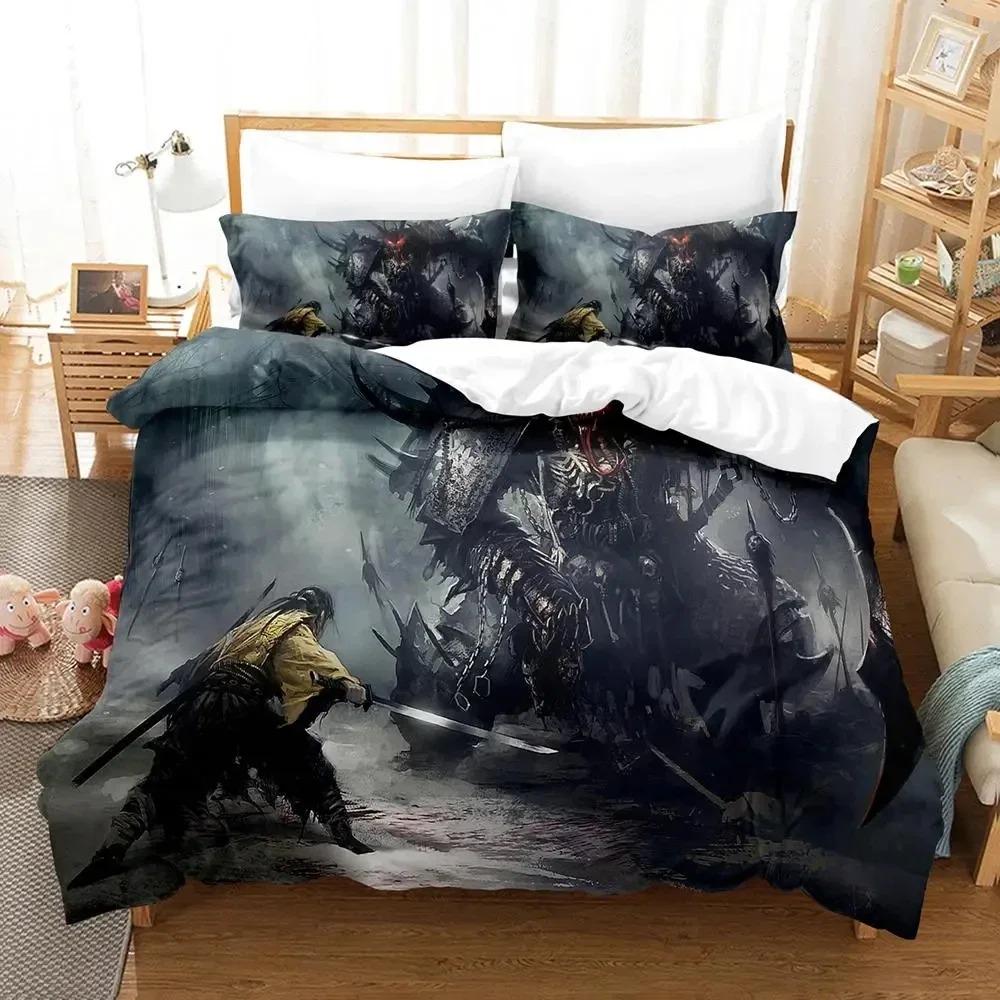 Ensemble de literie imprimé en 3D Anime Samouraï Housse de couette Taie d'oreiller Couette Taille King Queen Ensemble de literie pour garçons et adultes