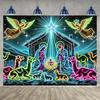 Nativity Tapestry Wall 6x7.5ft UV-Reactive Christmas Festive Decoration Glow In The Dark Festive Backdrop For College Students