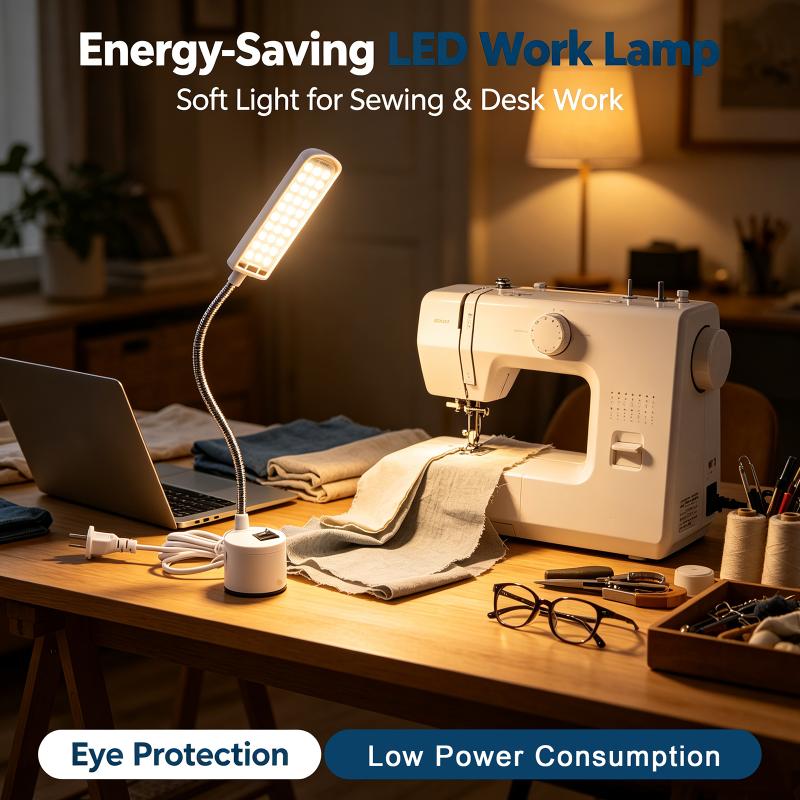 LED Sewing Machine Light Flicker Free Bright Beads Flexible Gooseneck for Daily Sewing Mending Tasks