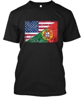 Portugiesisch USA Amerikanische Flagge T-Shirt Hergestellt in den USA Größe S bis 5XL