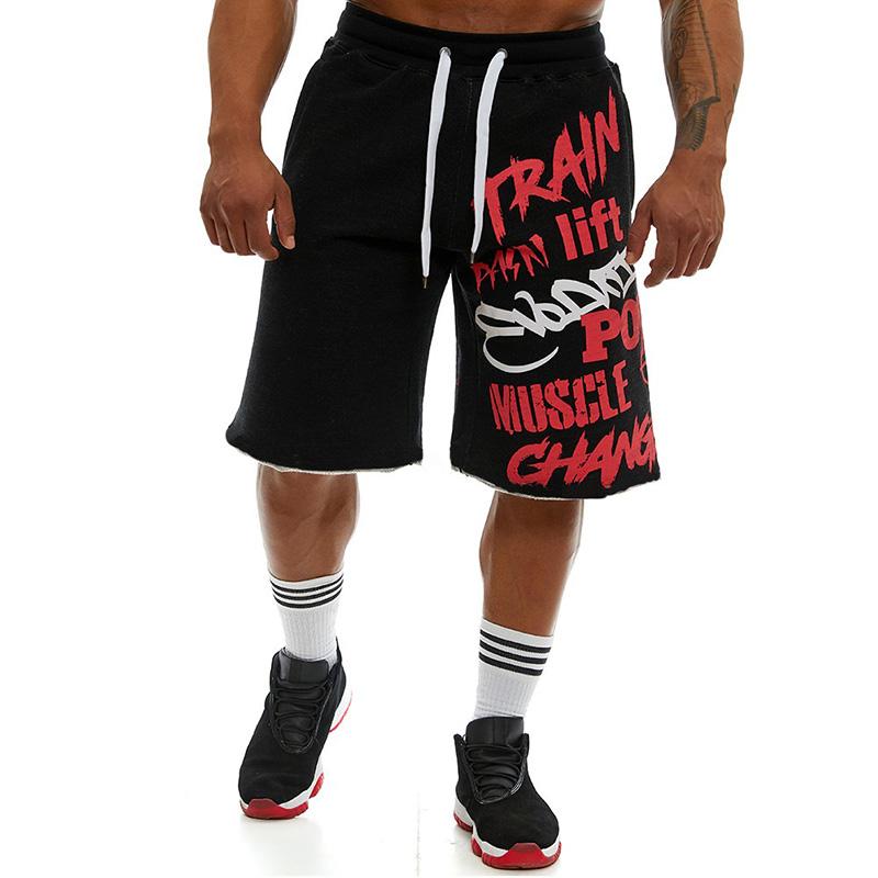 

Мужские хлопковые шорты, мужские свободные короткие брюки для фитнеса, бодибилдинга, мужские брендовые прочные спортивные штаны, шорты для фитнеса и тренировок XL чёрный
