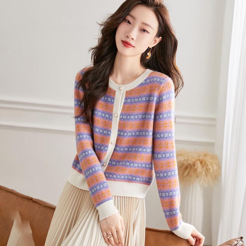 Women's Vintage Embroidered 100% Wool Knitted Cardigan