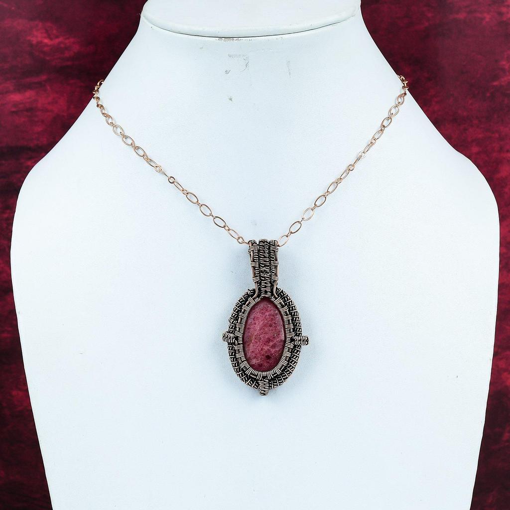 Rhodonite Pendant Copper Wire Wrapped Pendant Handmade Pendant Antique Copper Jewelry Gemstone Pendant Wire Wrap Jewelry Anniversary Gifts