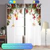 2 Pieces - Christmas atmosphere printed curtains, pole bag curtains, home decoration, room decoration