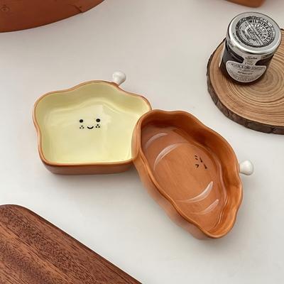 4 Stück Niedliche Brotförmige Saucenschälchen, 4 Zoll Keramik-Gewürzplatten für Frühstück, Mittagessen, Abendessen Ideal für Heimküche, Heimdekoration,