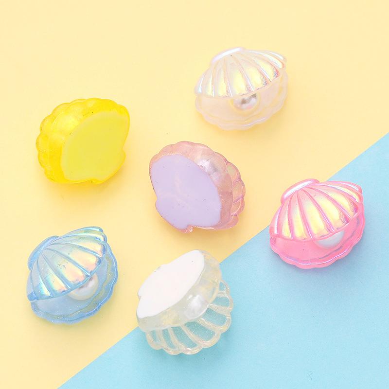 

6 шт. кавайные жемчужные ракушки с цветным покрытием, сделай сам, ювелирные изделия, аксессуары для рукоделия, кабошоны из смолы с плоской задней частью, украшение для скрапбукинга, орнамент