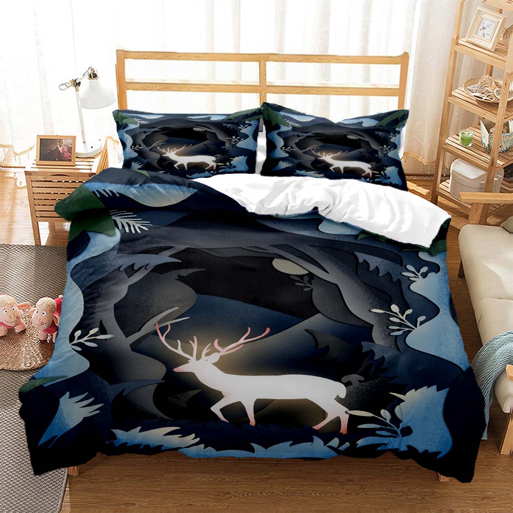 Forest Deer Digital Print Polyester Bedding Sets Child Kids Covers Boys Duvet Cover Set For Teens Bedding Set