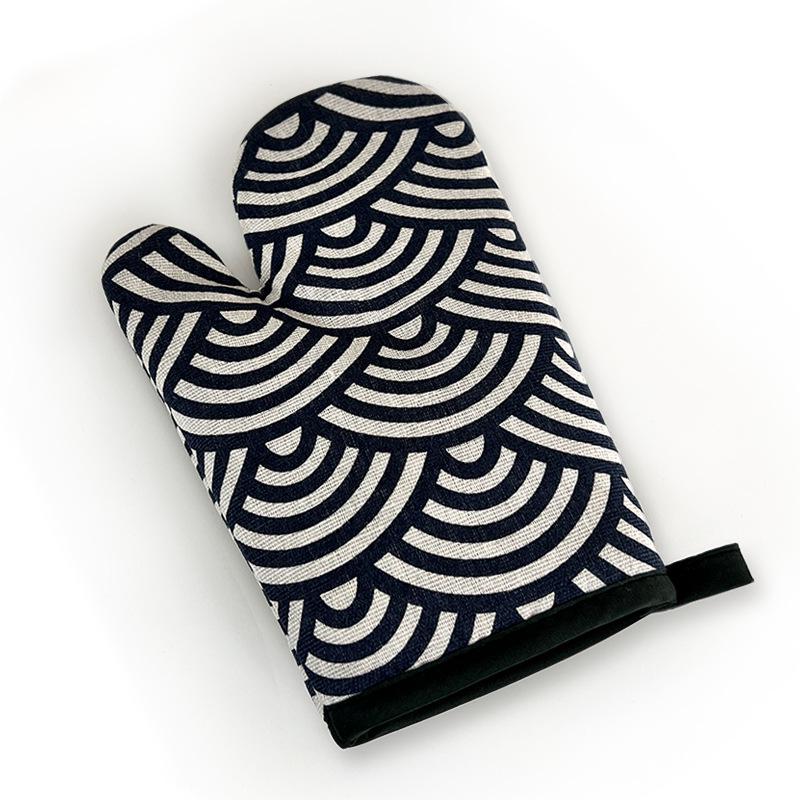 High-Temperature Cotton Linen Oven Mitts – Thickened, Heat-Resistant, Anti-Scald Baking Gloves for Kitchen