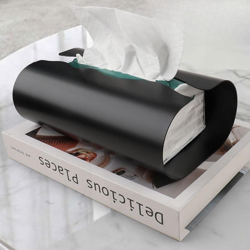 Electroplated Gold Hollowed-out Tissue Box Stainless Steel Dining Storage Cylinder Living Room Metal Tissue Box Home Decoration