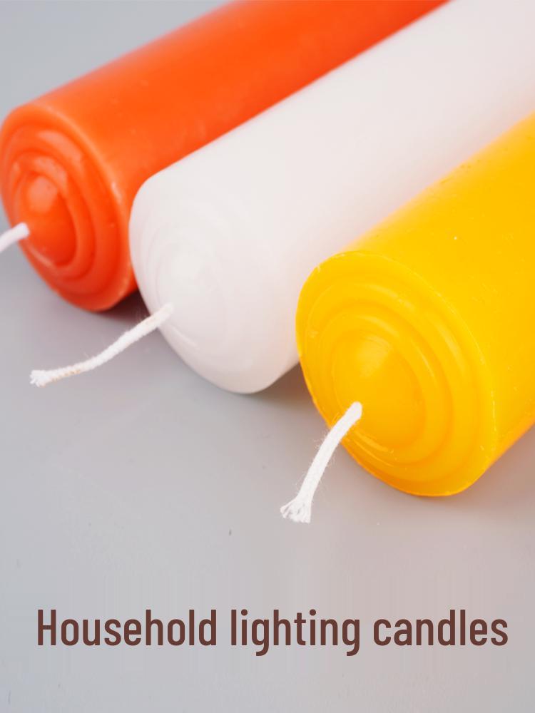 Smokeless Odorless Long-Lasting Emergency Candles: White, Yellow, Red, Thick Cylindrical for Holidays