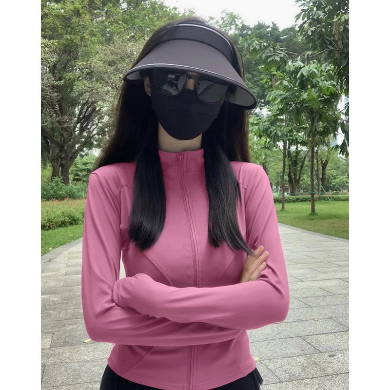 Women's Quick-Dry Long-Sleeve White Outdoor Yoga Jacket – Autumn/Winter, UV Protection