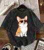Cool Dalmatian with Sunglasses TShirt Washed Cotton Funny Dog Graphic Tee Quirky Animal Print Top Fashionable Streetwear