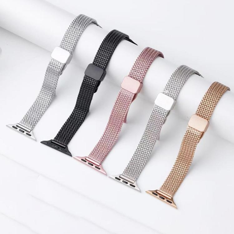 Wheat Ear Magnetic Buckle Stainless Steel Watch Band For Apple Watch 42/44/45/46/49mm, Adjustable Metal Business Replacement Wrist Strap