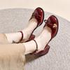 Baotou Sandals Women's Thick Heels Bow High Heels 2025 Spring and Summer New French Round Head Hollow Single Shoes New Bridesmaids