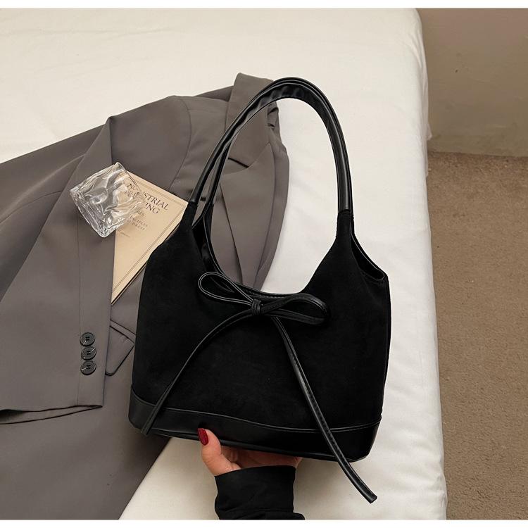 Осенняя новая сумка-тоут модный бант сумка под мышку высокая эстетика большая вместимость контрастный цвет сумка через плечо для повседневной носки