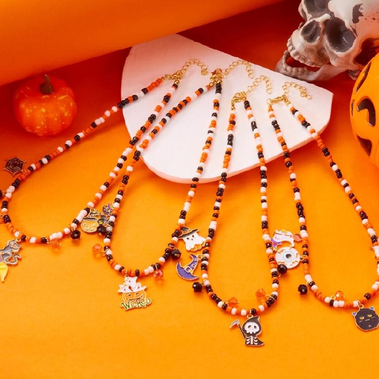Halloweens Party Necklace With Spiders Pendant Alloy Chain Costume Jewelry for Women Girls and Boys