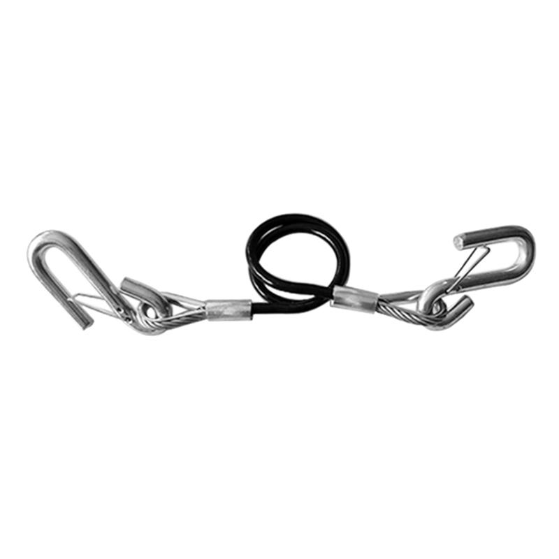 A28G-Trailer Safety Towing Cable With Two S Hook 3500Lbs Load Bearing 70CM Maximum Extension Length Spring Towing Rope For RV
