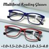 Men'S New Progressive Multifocal Reading Glasses Anti-Blue Light Farsighted Glasses Men'S And Women'S New Retro Reading Glasses