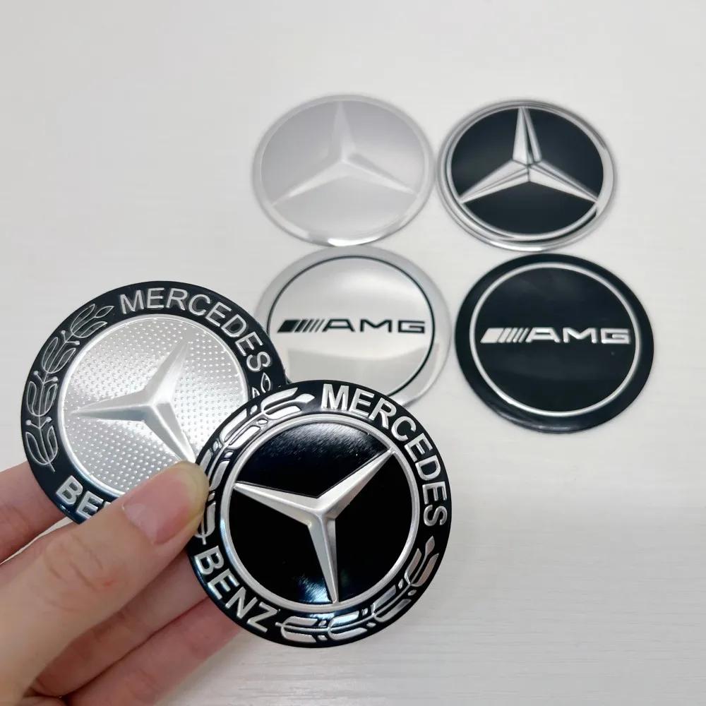 4pcs 65MM Car Wheel Center Caps Stickers for Mercedes Benz AMG W204 W205 W212 W218 W241 W246 C180 C200 Metal sticker NBX2