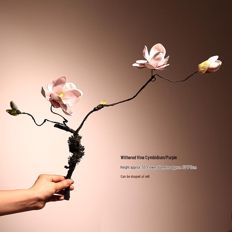 High-End Artificial Silk Magnolia Flower Arrangement - Classical, Elegant Dried Flower Set for Home Decor