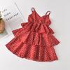 Mädchen Sommer Chiffon Gepunktetes Spaghettiträgerkleid Süßes Prinzessinnen-Sonnenkleid Für Kinder Strandparty-Outfit Modisch