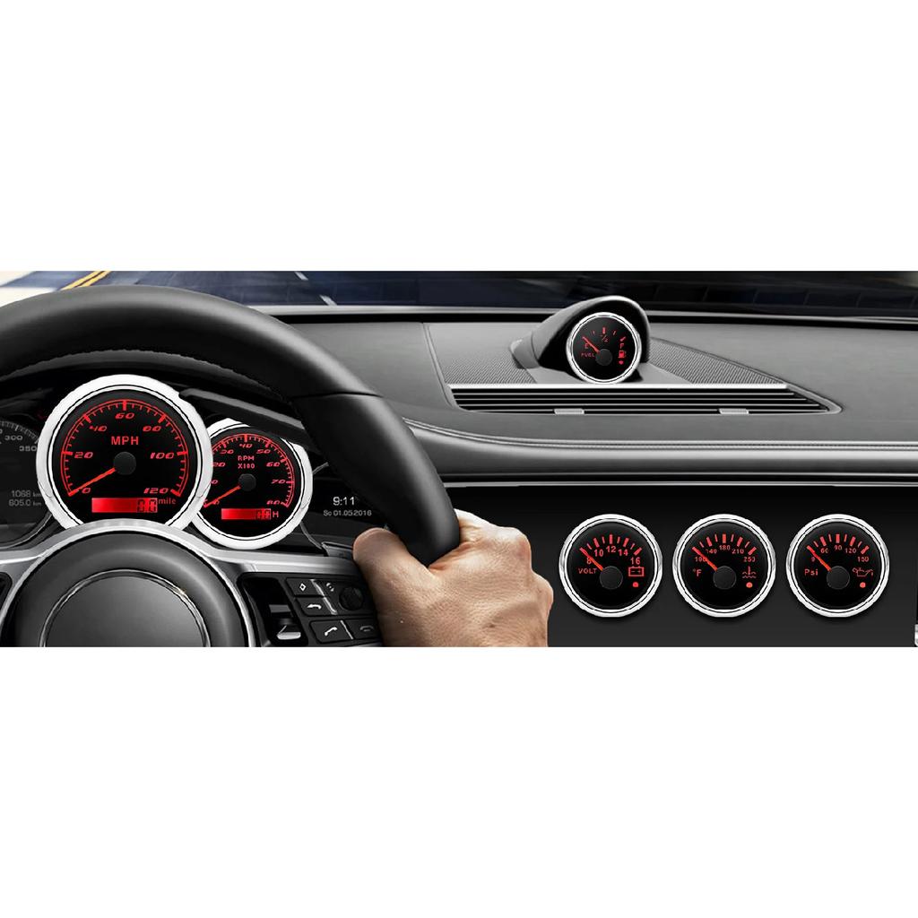 6 Gauge Set Tachometer Fuel Level Oil Pressure Water Temp Voltmeter GPS Speedometer With Sensors For Marine Car Boat Customized