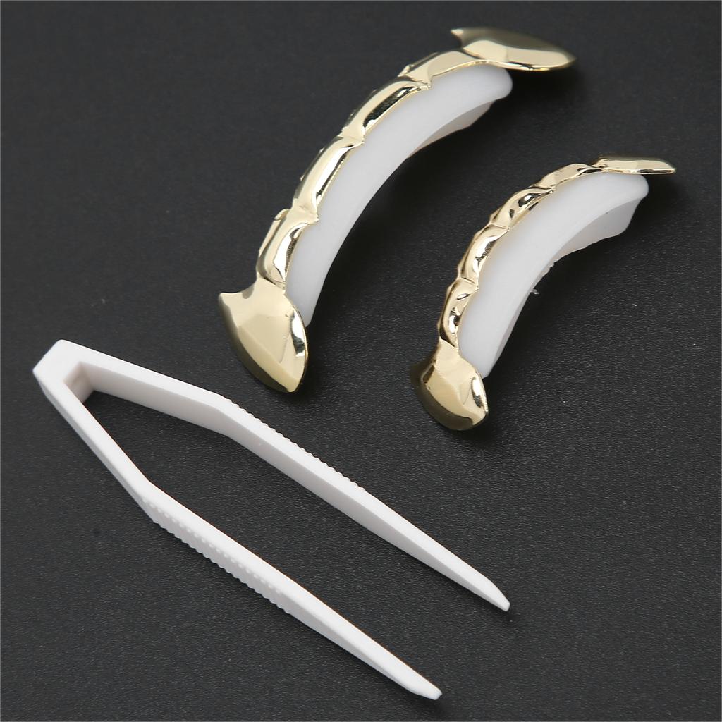 Hip Hop False Teeth Set Reusable Unfading Copper Halloween Festival Teeth Decoration Brace