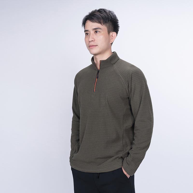 Herren Herbst Urban Stehkragen Langarm Halb-Reißverschluss Freizeit-Top