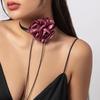 Retro Floral Fabric Choker with Tassel Necklace