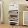 3 Drawer Blister Shoe Rack Cabinet, Wooden Shoe Cabinet with Pull-Out Shelf on Top, 2 Levels, White