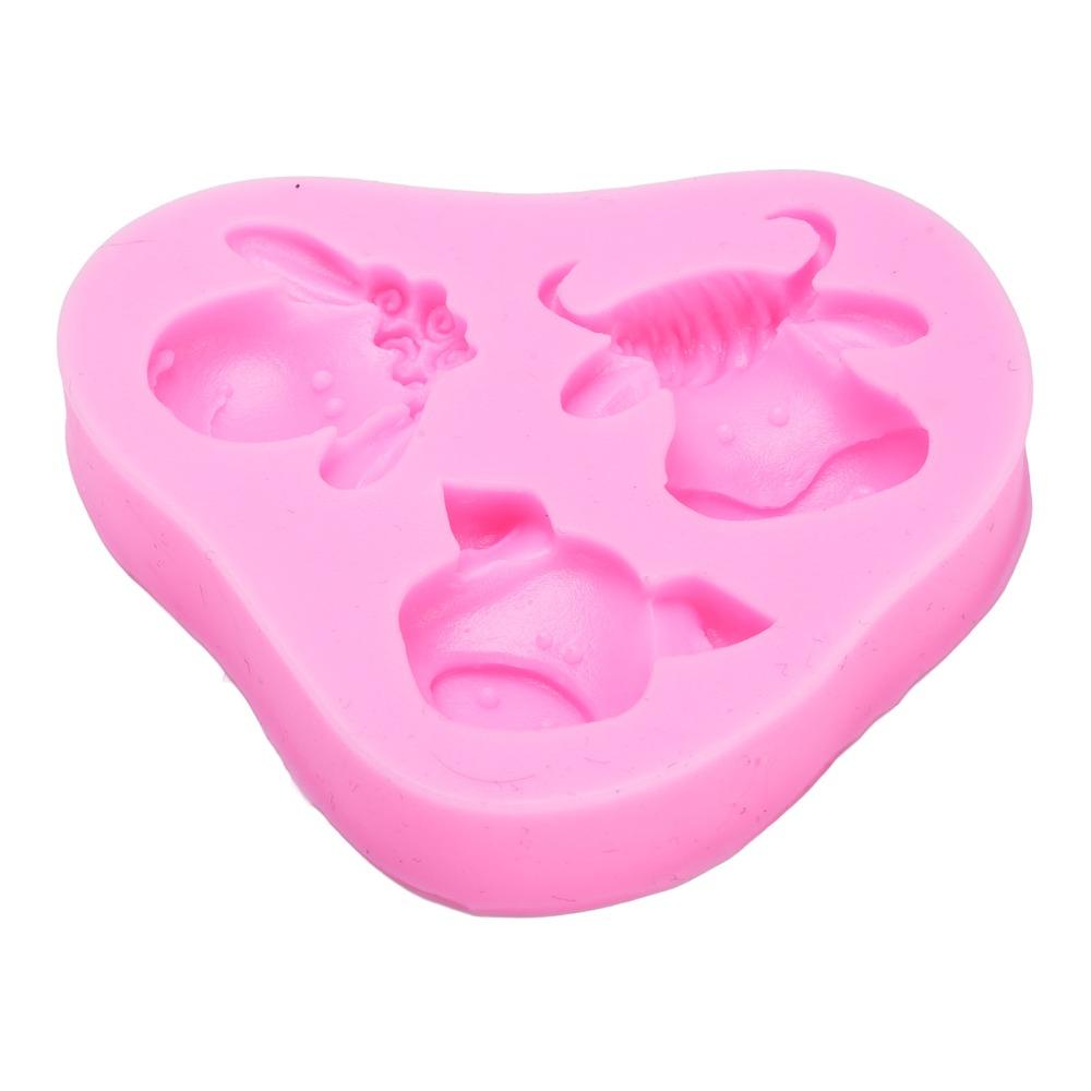 3pcs Mixed Shape Farm Animal Silicone Molds Cake Decoration Molds  For DIY Cake Fondant