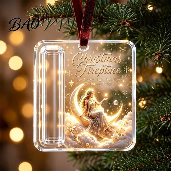Christmas Cash Gift Ornament Acrylic Money Holder Ornament, Xmas Holiday Tree Hanging with Slot, Decoration