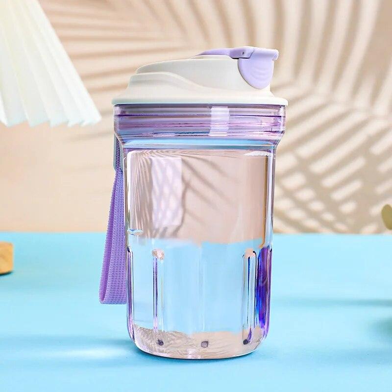 500ml šálek na kávu Plastová mini láhev na vodu Venkovní přenosný pohárek na pití do auta Průhledná nepropustná láhev na pití