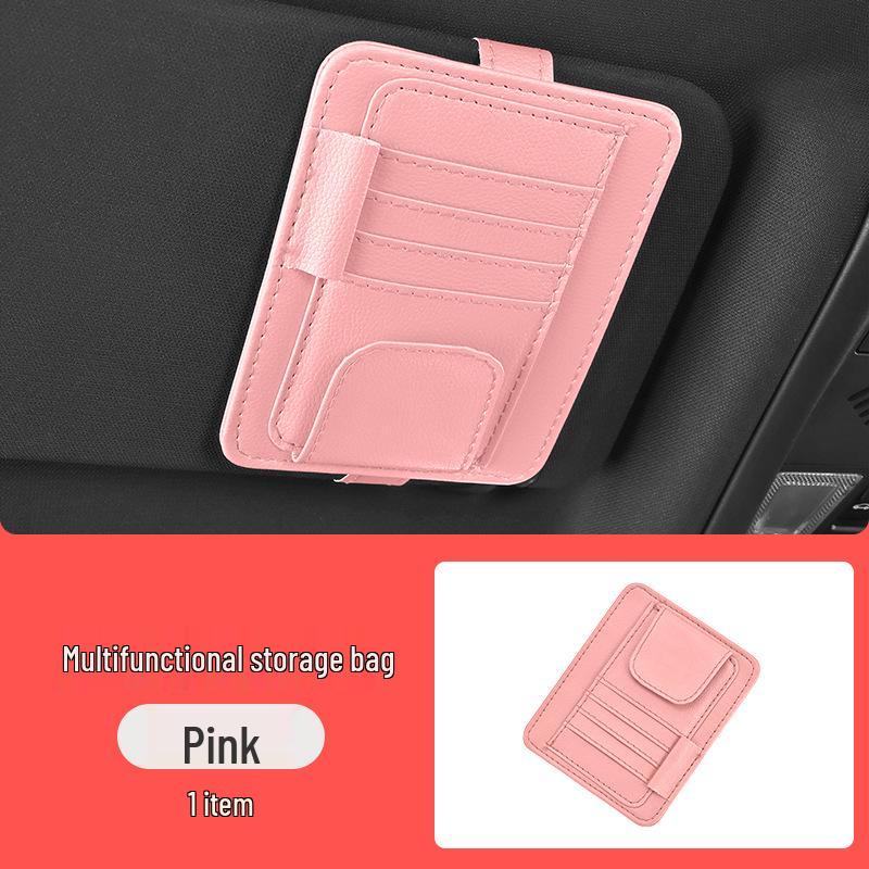 Multifunctional Car Sun Visor Organizer: Glasses, Cards & Receipts Holder