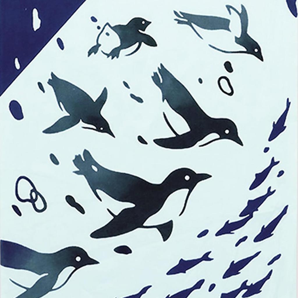 Miyamoto Towel Kenema Tenugui Hand Sea Penguin Made in 35 x Product Number 50219 Towel, Design, Japan, Blue, Approx. 90cm,